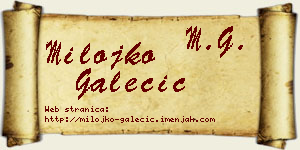 Milojko Galečić vizit kartica